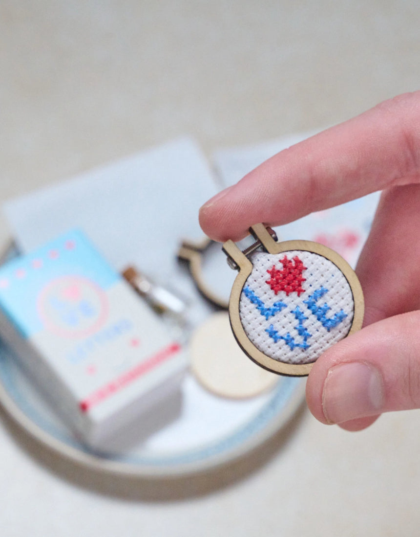 Love Letters Mini Hoop Cross Stitch in a Matchbox