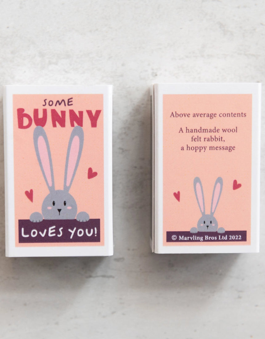 Some Bunny Loves You Wool Felt Rabbit in a Matchbox