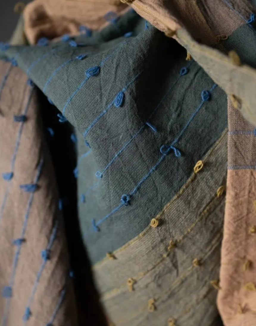 Citalia Blues Loopy Indian Cotton Fabric