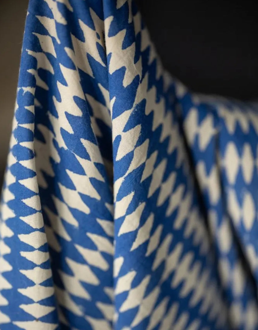 Blue Taboo Indian Block Print Cotton Fabric