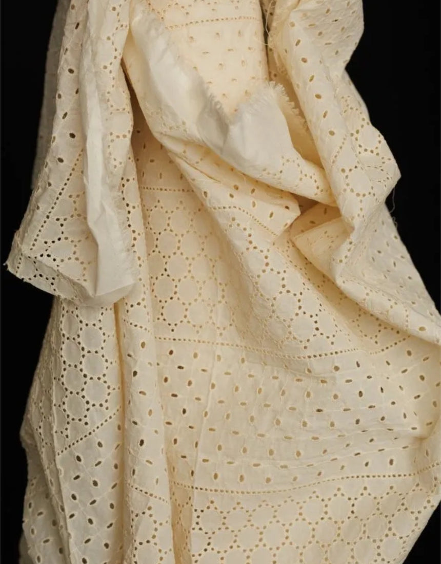 Eyelet Natural Indian Cotton Broderie Anglaise Fabric