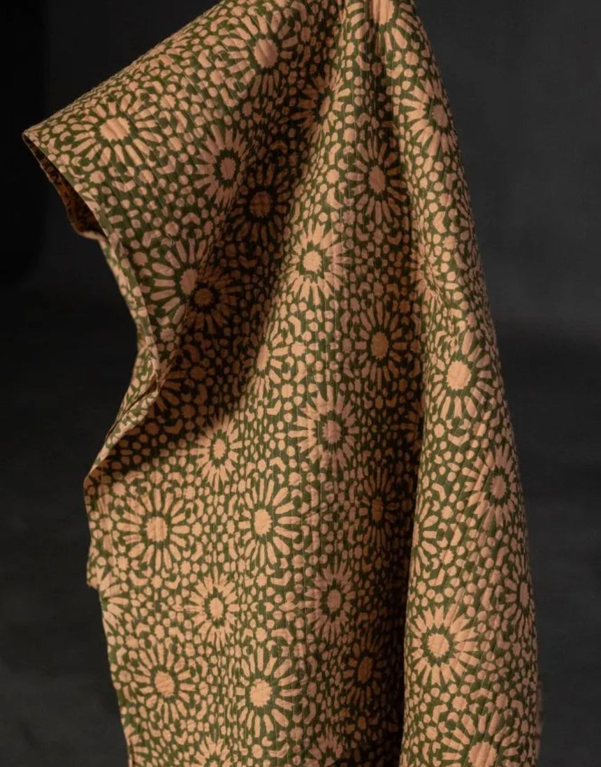 Praline Papercut Quilted Indian Block Print Cotton Fabric