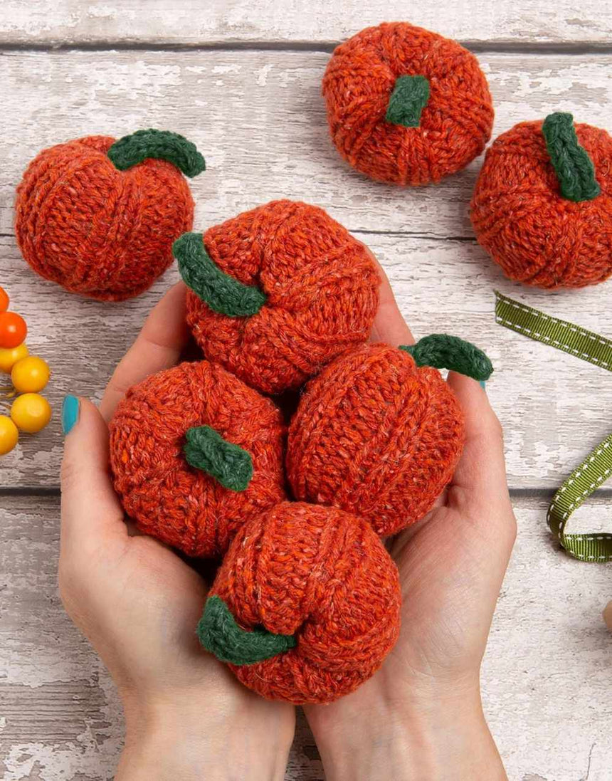 Mini Knitted Pumpkin Kit, Wool Couture