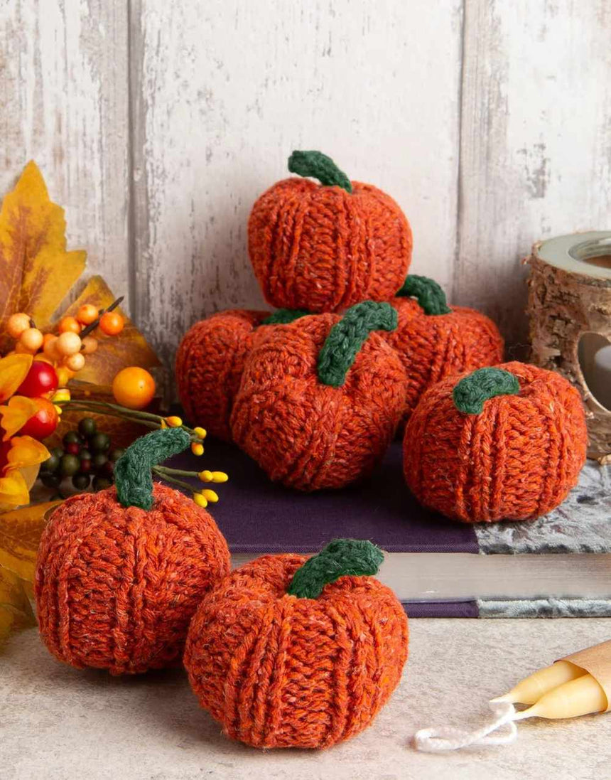 Mini Knitted Pumpkin Kit, Wool Couture