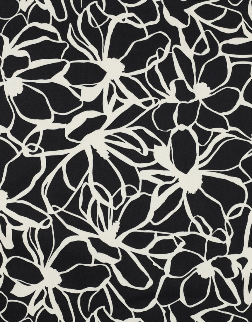 Black Magnolia Cotton Sateen Fabric, Nerida Hansen