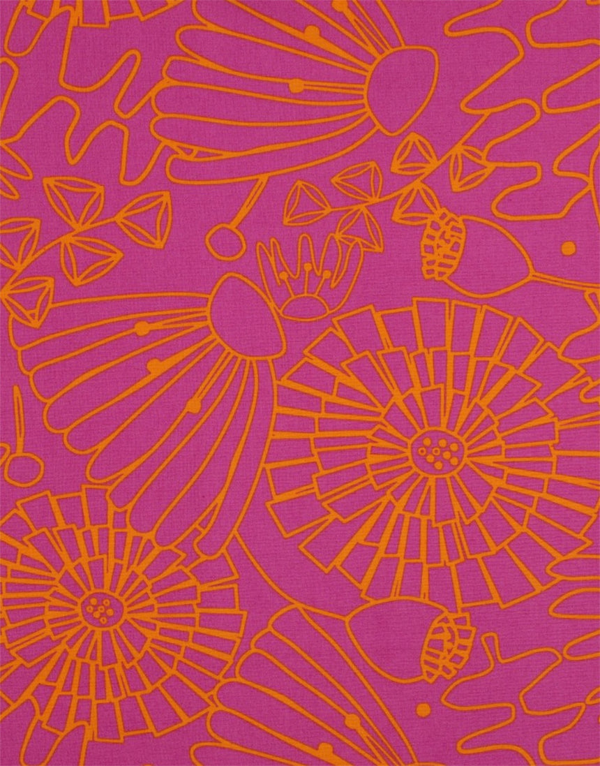 Pink & Orange Eden Cotton Poplin Fabric, Nerida Hansen