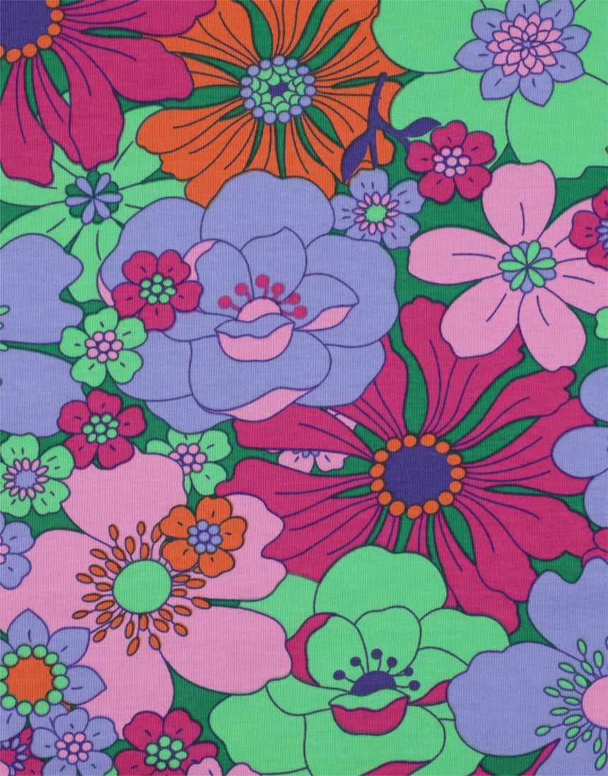 Green & Pink Blomster French Terry Fabric, Nerida Hansen