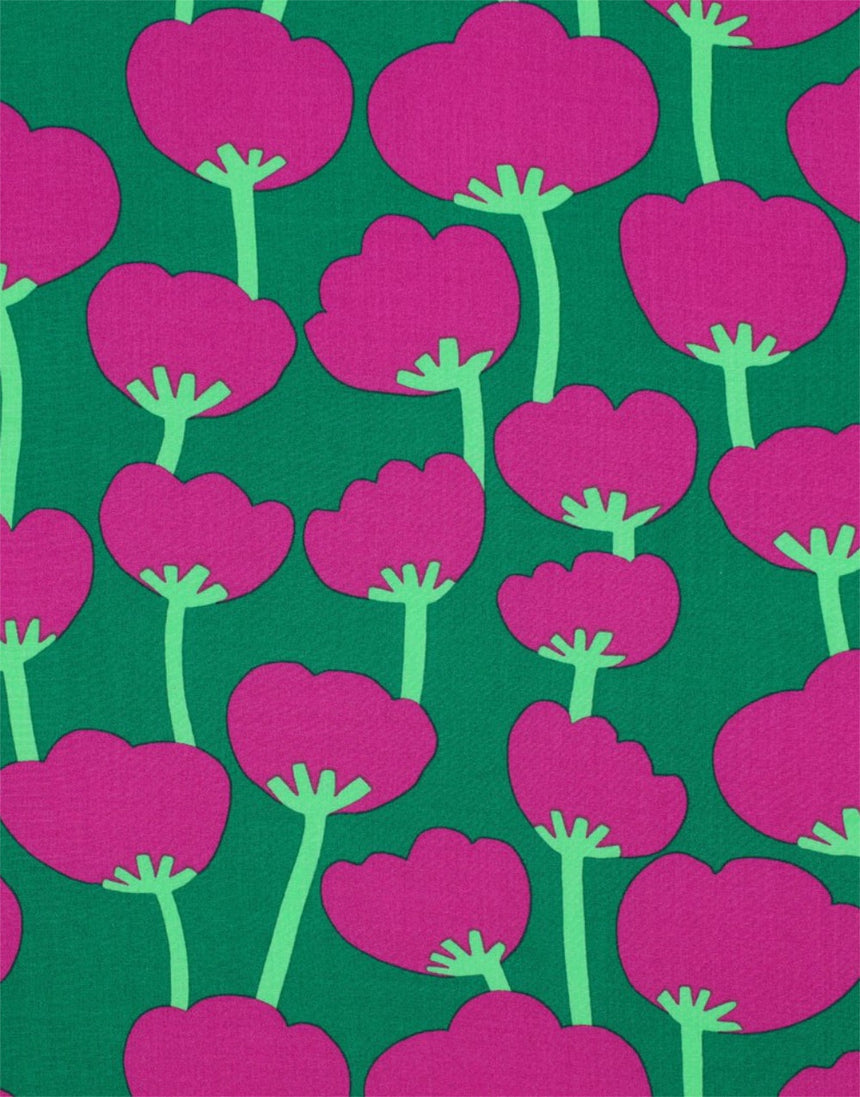 Green & Pink Poppies Lenzing Ecovero Fabric, Nerida Hansen