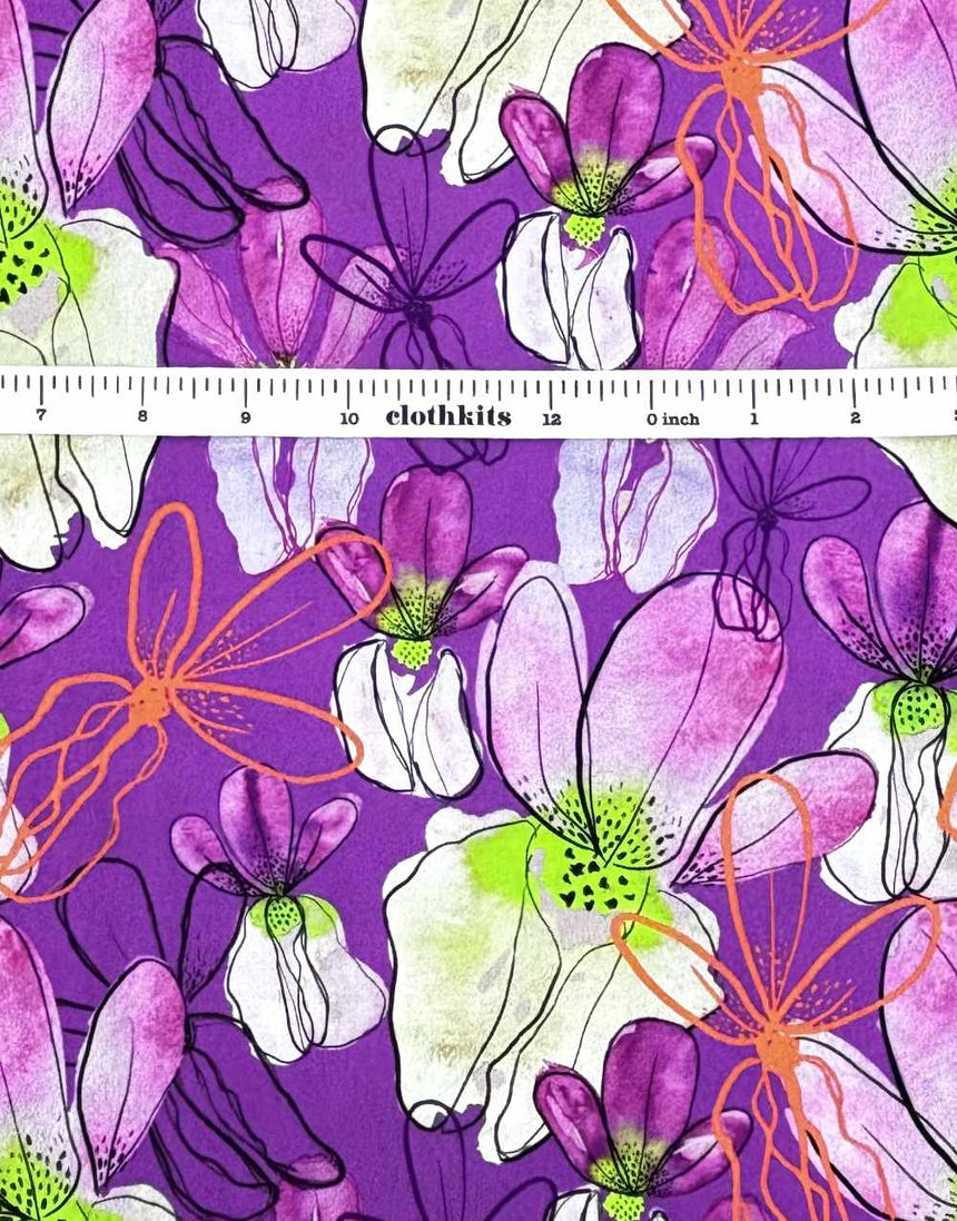 Purple Mr Beardy EcoVero Viscose Fabric, Nerida Hansen