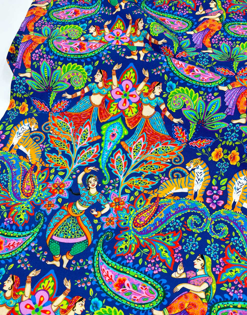 Blue Bollywood Organic Cotton Poplin Fabric, Odile Bailloeul