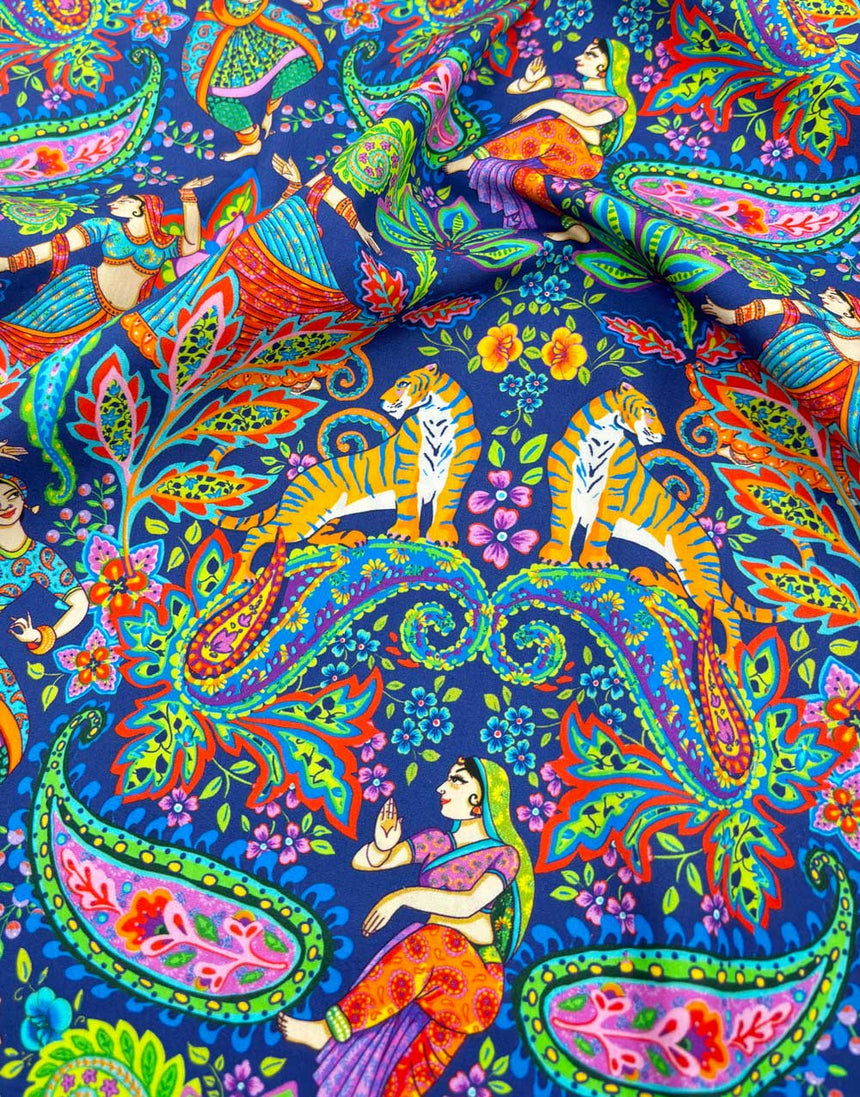 Blue Bollywood Organic Cotton Poplin Fabric, Odile Bailloeul