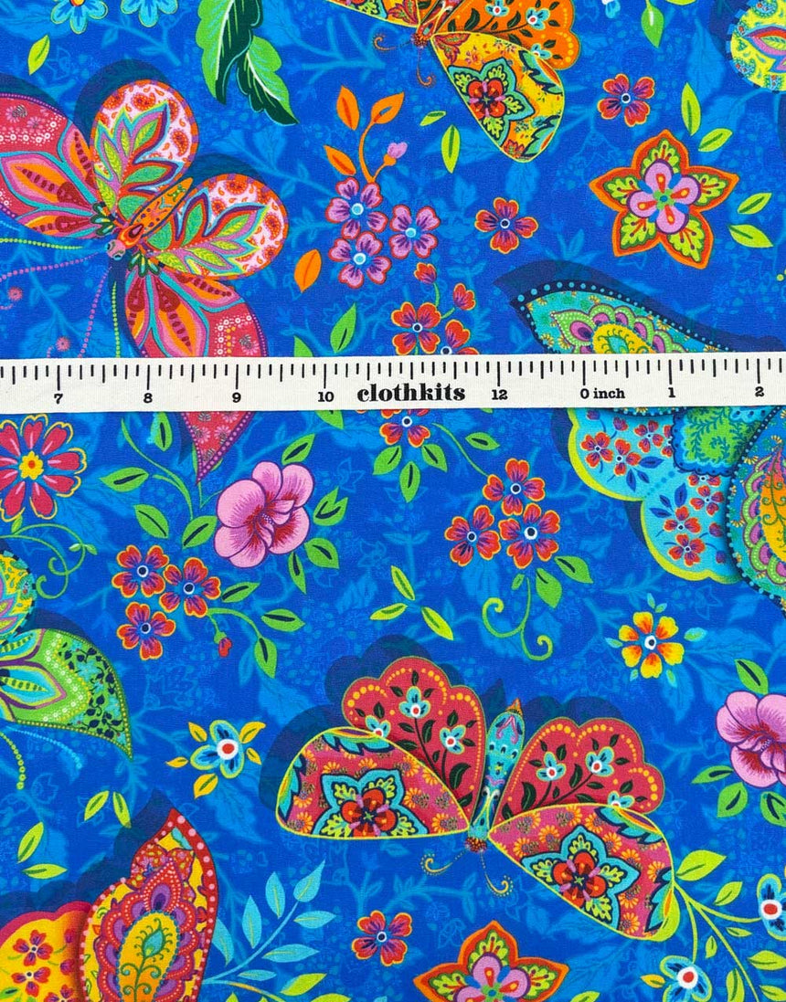 Blue Pushkar Organic Cotton Poplin Fabric, Odile Bailloeul