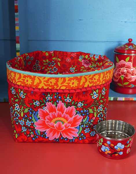 Darjeeling Large Velvet Fabric Basket Sewing Kit, Odile Bailloeul