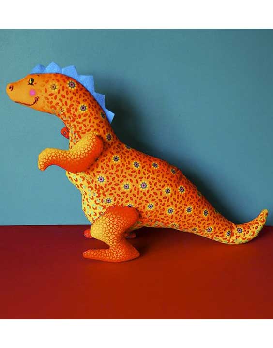 Yellow Eliosaure Dinosaur Velvet Sewing Kit, Odile Bailloeul