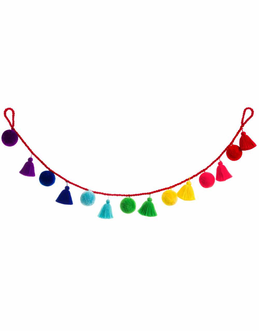 Rainbow Jumbo Pom Pom & Tassel Garland