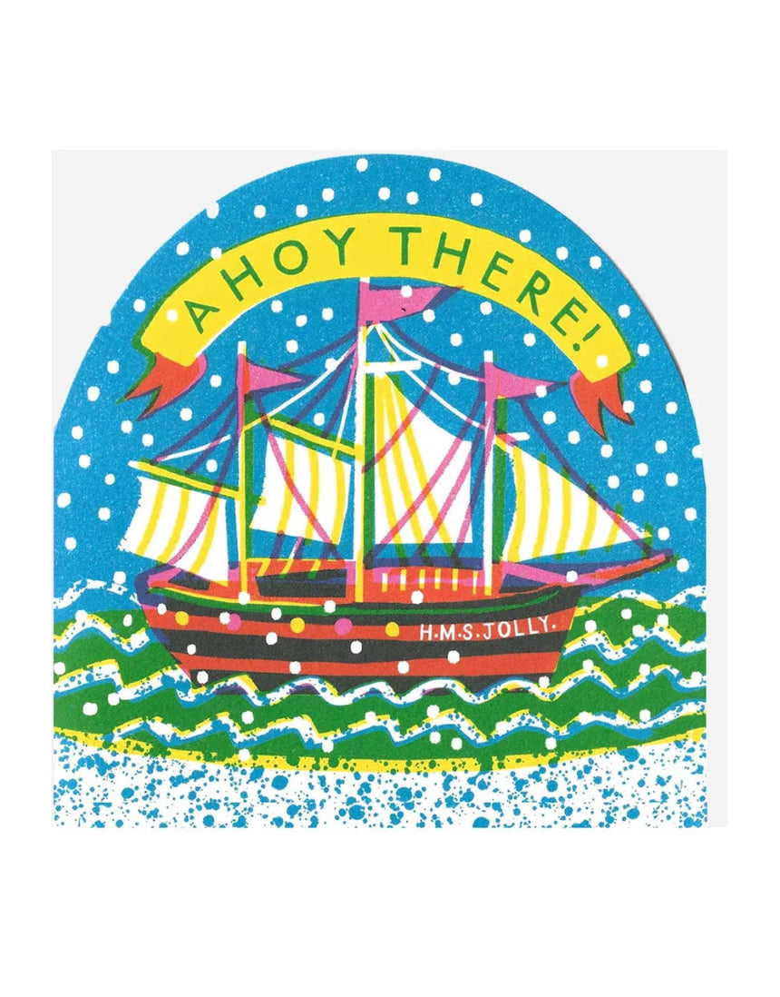 A Hoy There Ship Snowglobe Christmas Card