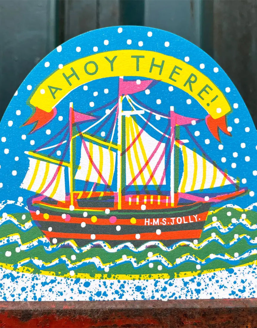 A Hoy There Ship Snowglobe Christmas Card