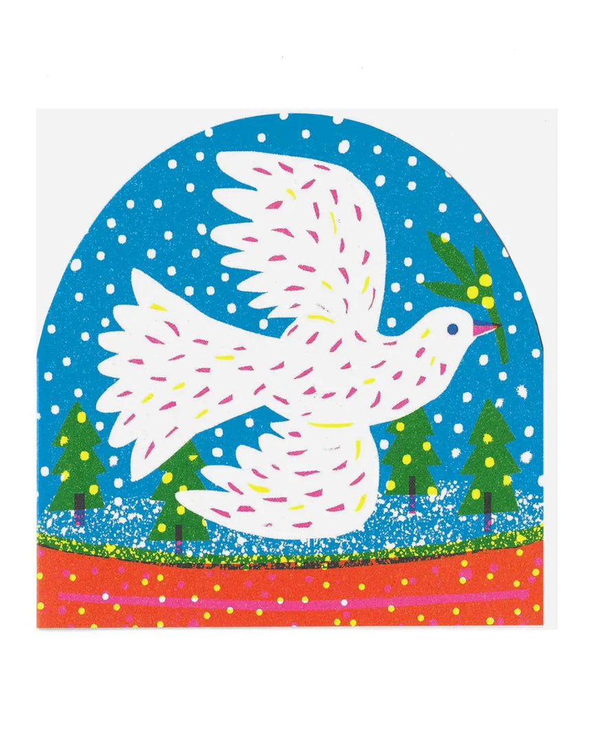 White Dove Snowglobe Christmas Card