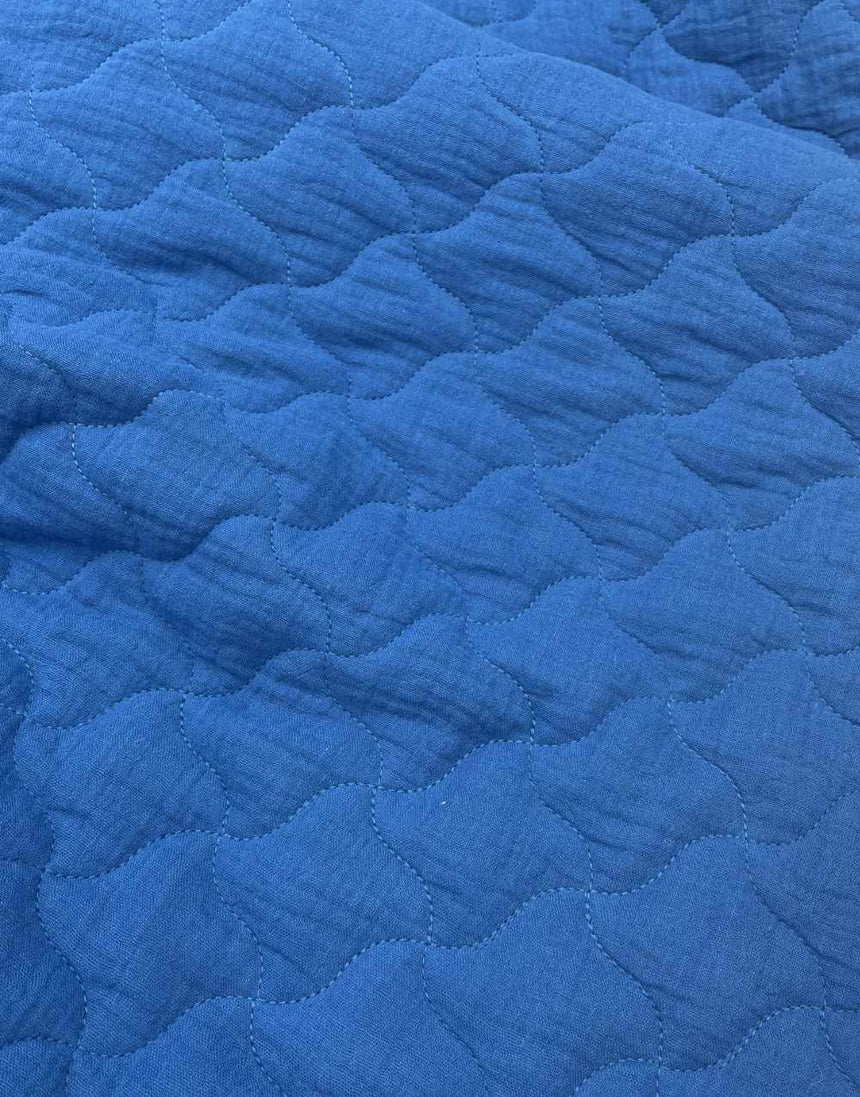 Cobalt Blue Quilted Double Gauze Fabric