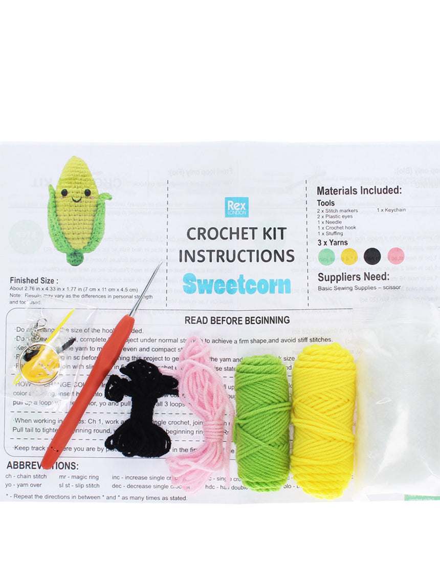 Sweetcorn Intermediate Crochet Keyring Kit