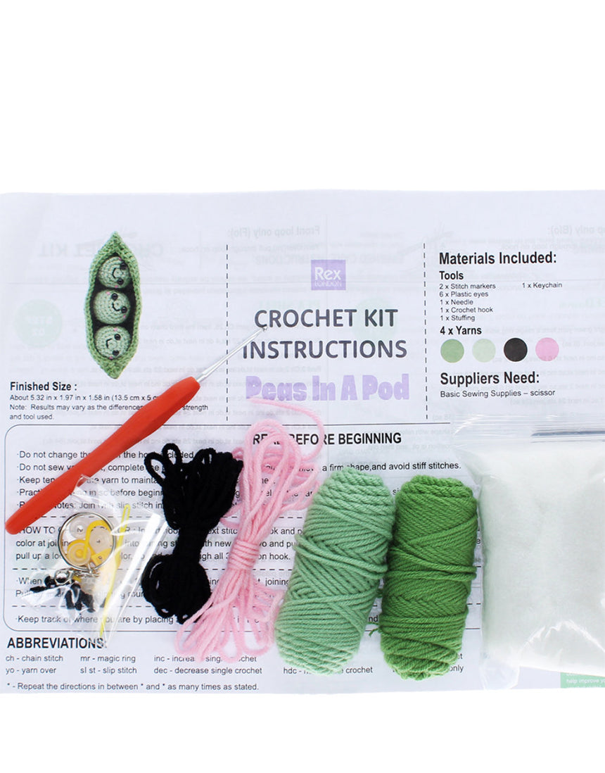 Peas in a Pod Intermediate Crochet Keyring Kit