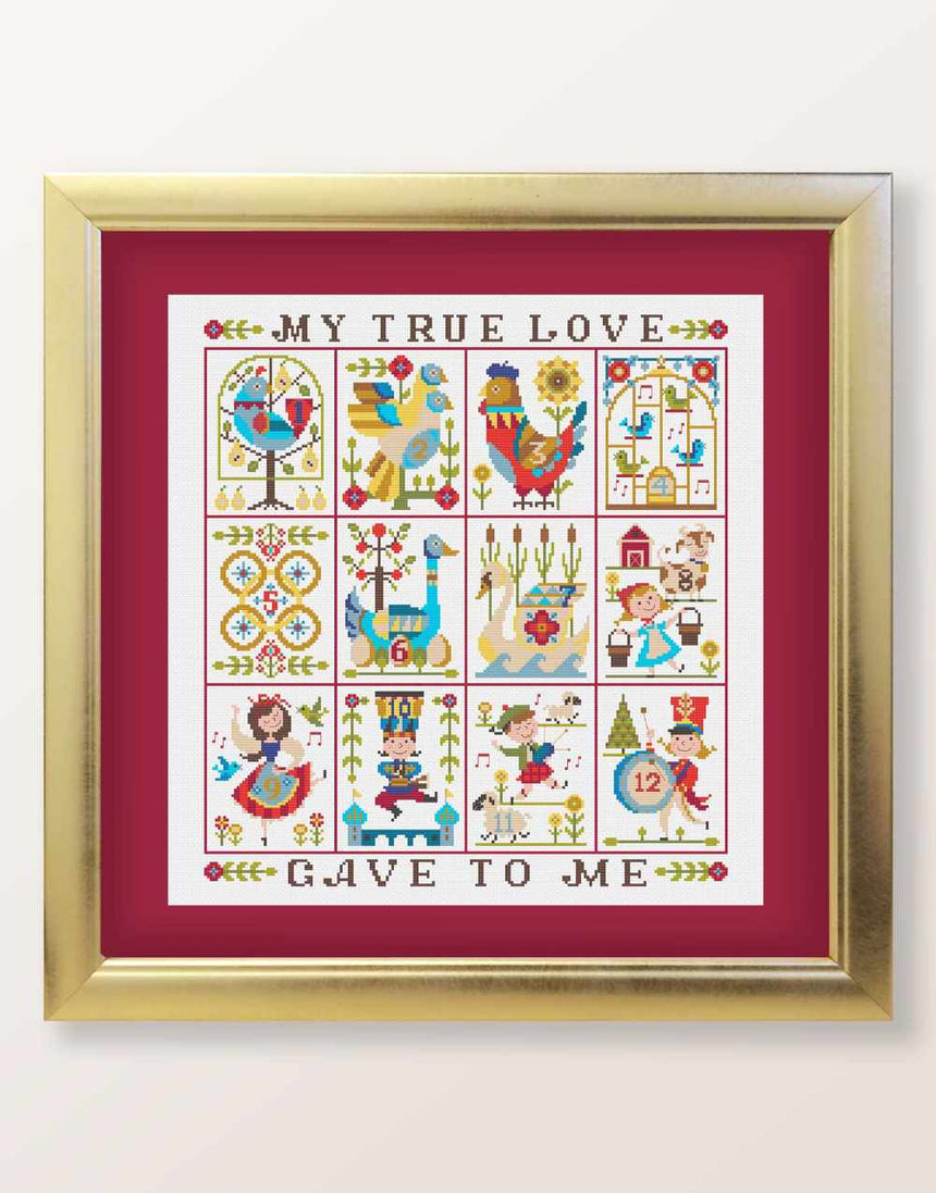 12 Days of Christmas Cross Stitch Sampler Pattern, Satsuma Street