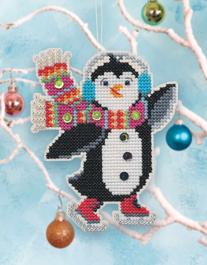 Cool Kid Penguin Ornament Counted Cross Stitch Kit, Satsuma Street