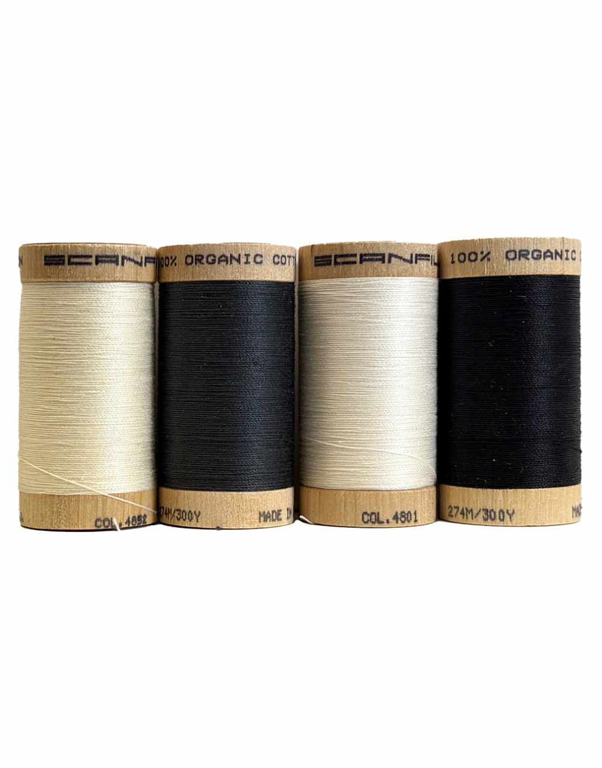 Monochrome Organic Cotton 30/2 Weight Thread Selection, Scanfil