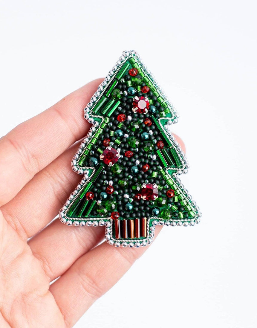 Christmas Tree Beaded Embroidery Brooch/Hanging Decoration Kit