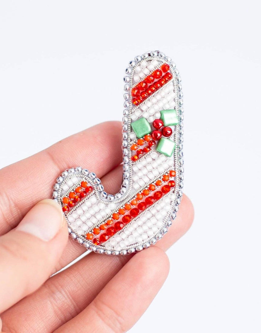 Candy Cane Beaded Embroidery Brooch/Hanging Decoration Kit