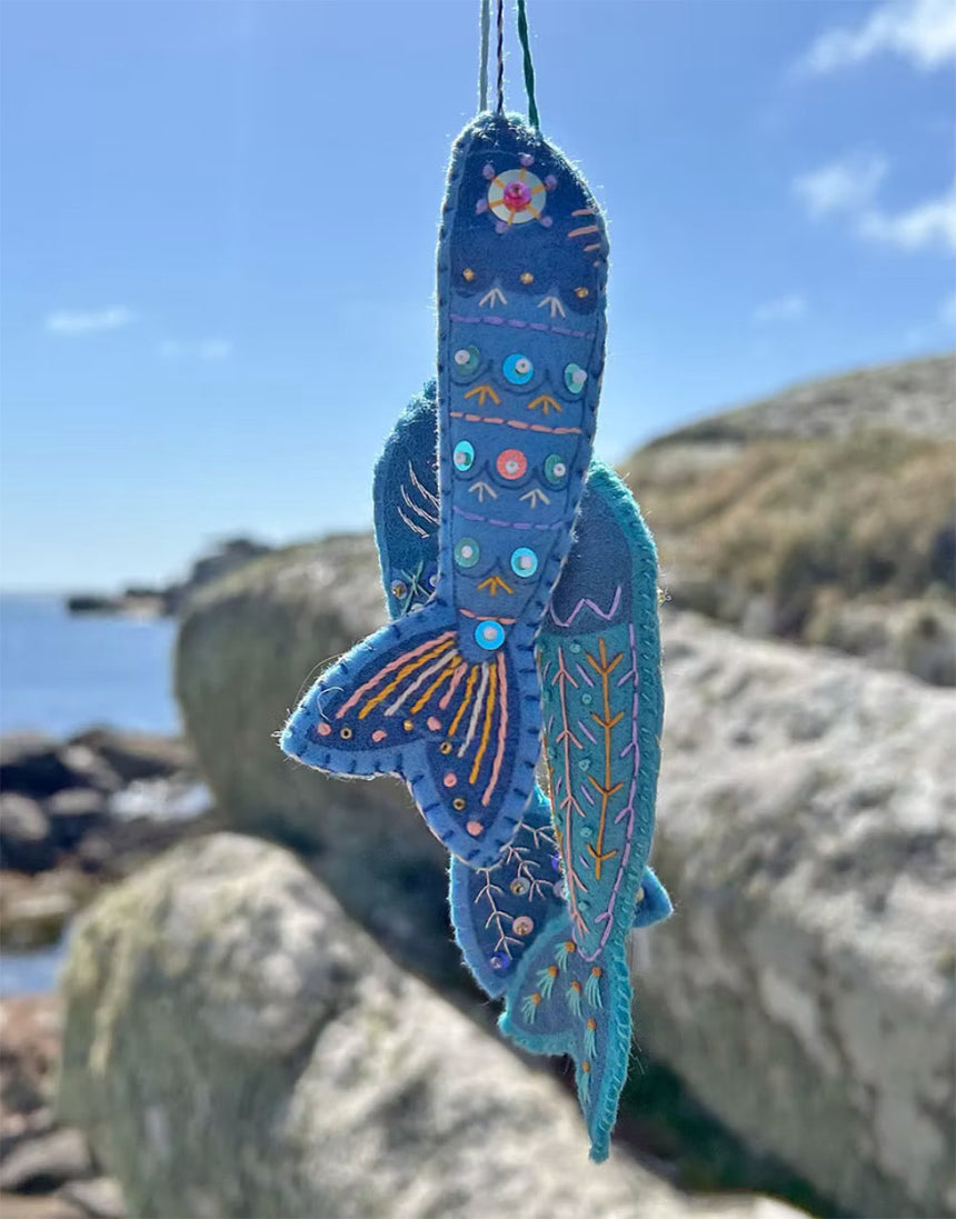 Sardines Embroidery Felt Craft Kit, Sewyeah - in Hot Tropical or Mediterraean Blues