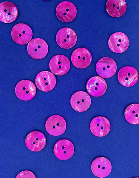 Not Specified Buttons 15mm / Cerise Coloured Mother of Pearl Shell Buttons, 15mm 15474