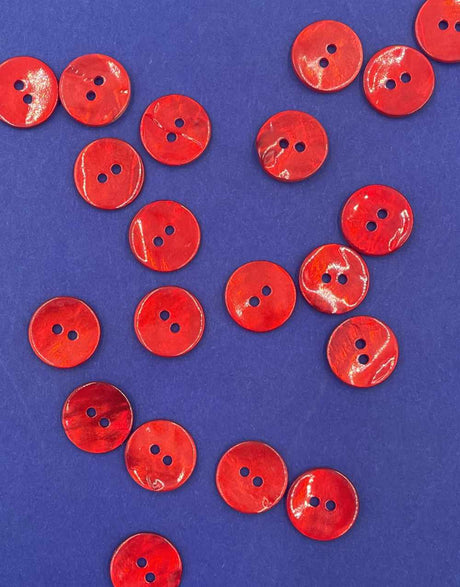 Not Specified Buttons 15mm / Red Coloured Mother of Pearl Shell Buttons, 15mm 15476