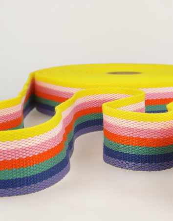 Pastel Rainbow Striped Webbing 40mm Wide