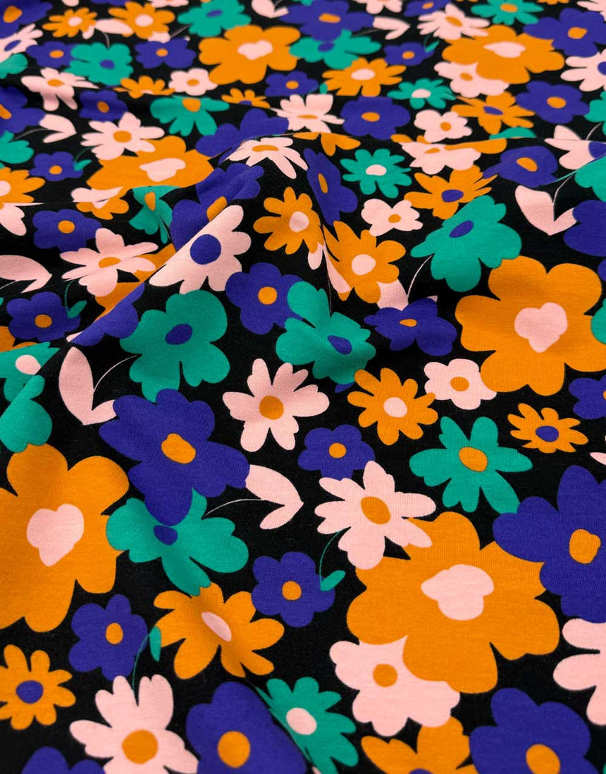 Midnight Bloom Cotton Sweatshirting Fabric