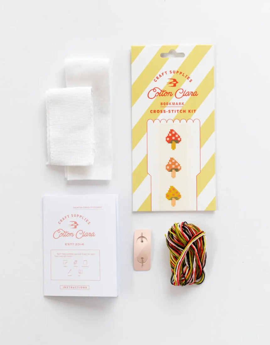 Tea/Mugs Cross Stitch Bookmark Kit, Cotton Clara