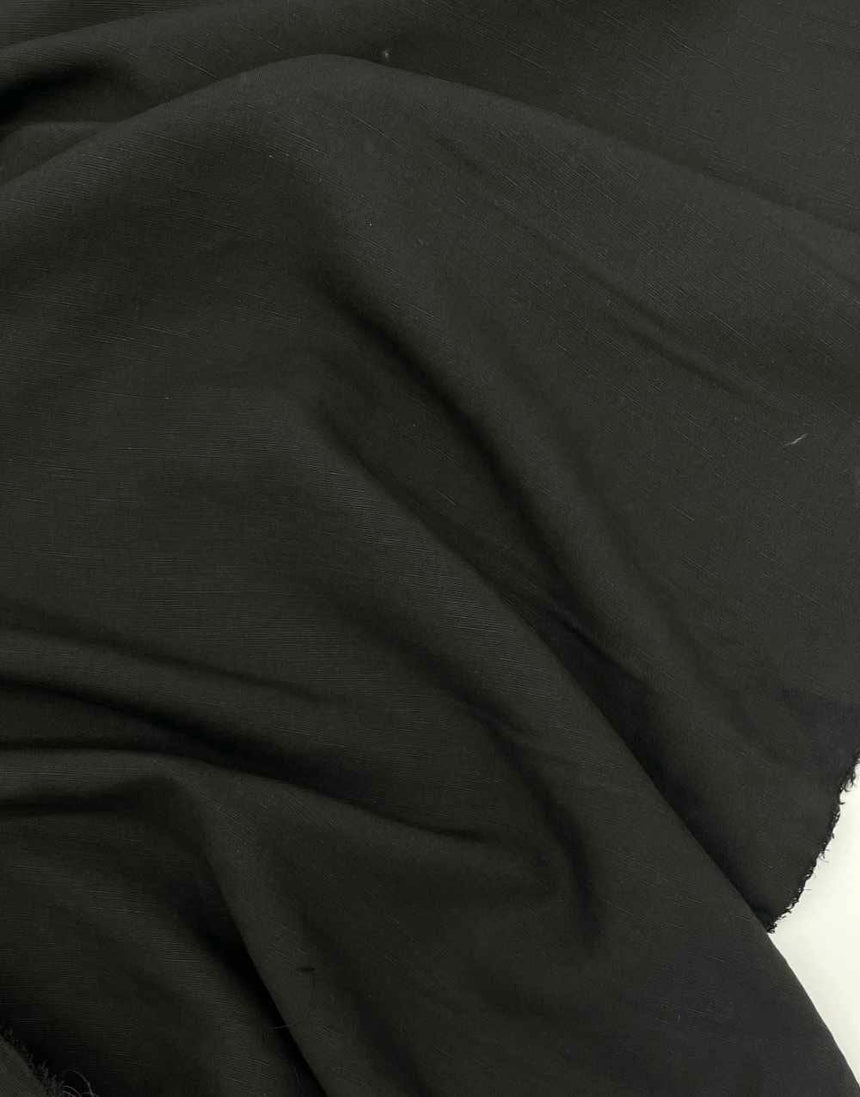 Not Specified TENCEL™ / Linen Black / Plain Black Sanded TENCEL™ Lyocell & Linen Fabric 15560