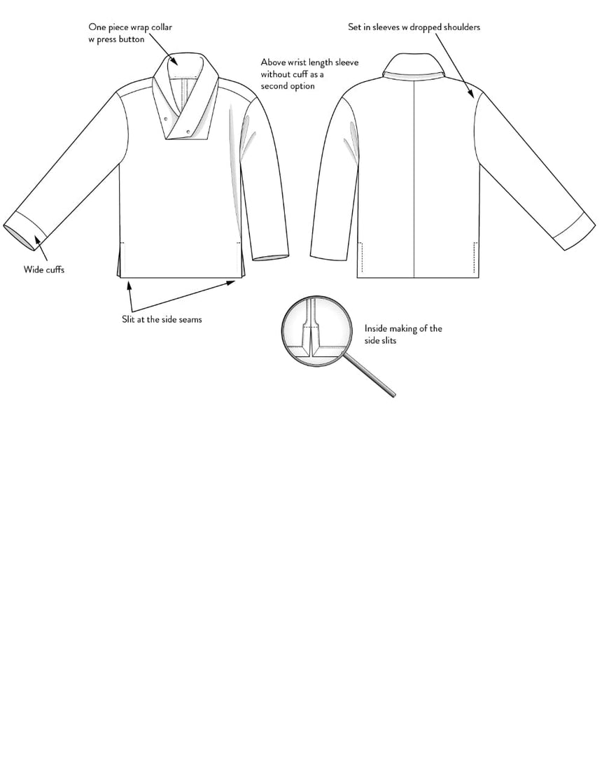 Wrap Collar Shirt Unisex Sewing Pattern, The Assembly Line