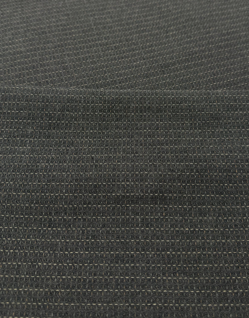 Tochio Yarn-Dyed Cotton Fabric, Charcoal Stitch Grid