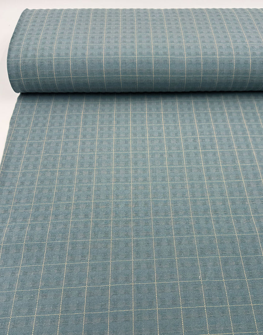 Tochio Yarn-Dyed Cotton Fabric, Sea Glass Windowpane
