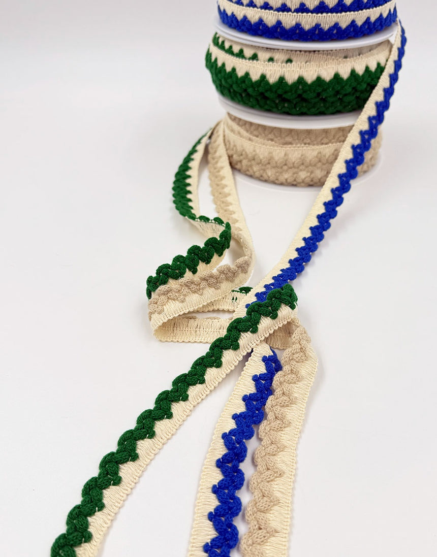 Zig Zag Flat Braided Trim, 22mm