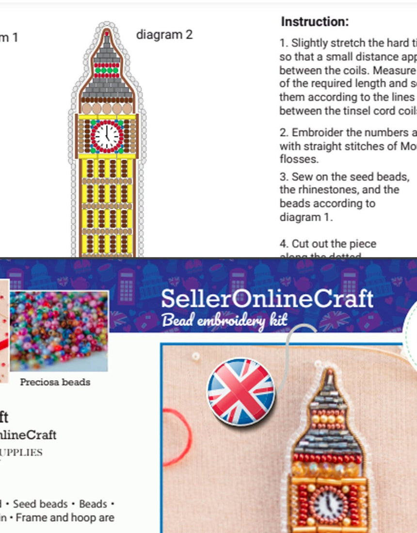 Big Ben Beaded Embroidery Brooch/Hanging Decoration Kit