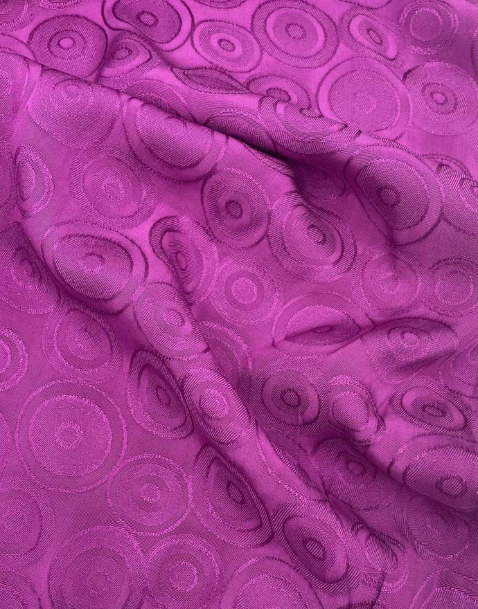 Remnant 2m -Plum Circles Viscose Jacquard Fabric