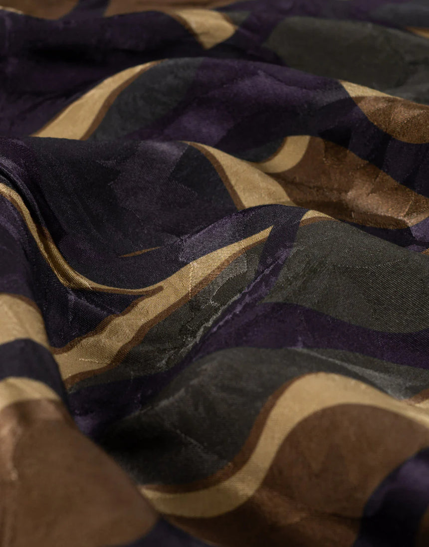 Remnant 50cm - Shadow Leaf Viscose Jacquard Fabric