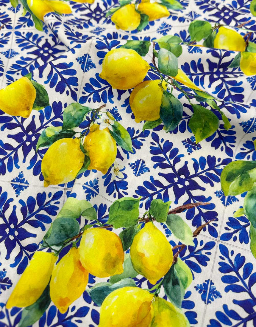 Amalfi Lemons Cotton Viscose Fabric