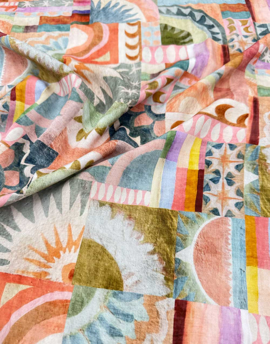 Sunwashed Patchwork Ecovero Viscose Fabric
