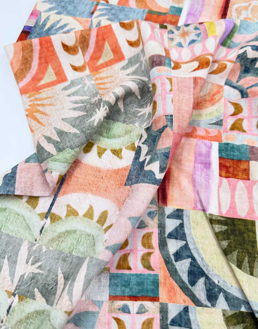Sunwashed Patchwork Ecovero Viscose Fabric