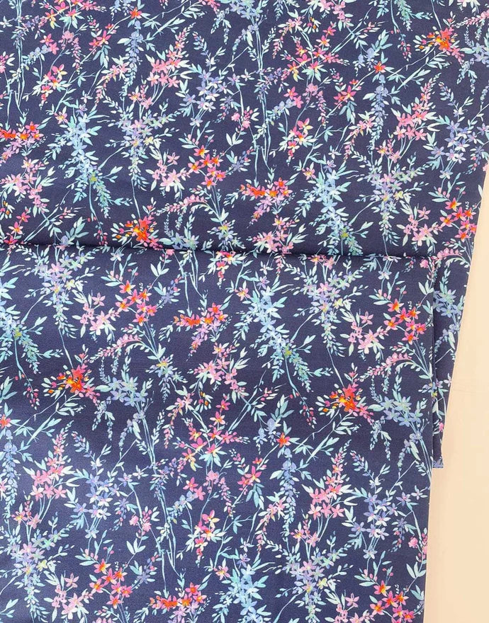 Remnant 60cm - Navy Orivietta Morlich Cotton, Voyage Apparel Fabrics