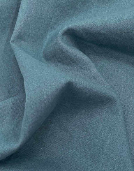 Petrol Blue Washed Linen Fabric