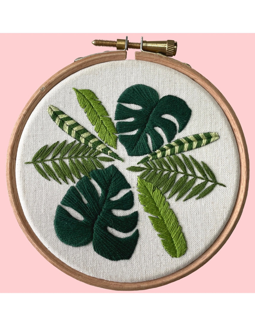 Tropical Leaves Embroidery Kit, Wimperis Embroidery